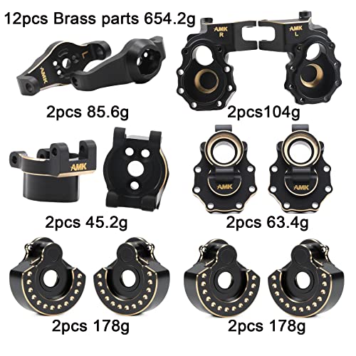 TRX4 Brass Brass Caster Blocks Steering Knuckle Rear Axle Mount Housings Inner Brass Counter Weight for 1/10 RC Crawler TRX6 TRX4 Upgrade Parts (B 6-in-1)