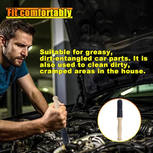 Car Parts Washer Brush, Bullet Head Parts Cleaning Brush for Cleaning Car Interior Exterior, Engine Parts, Wheel Bearing, Boats, Household Grime (Beige) - color: Beige