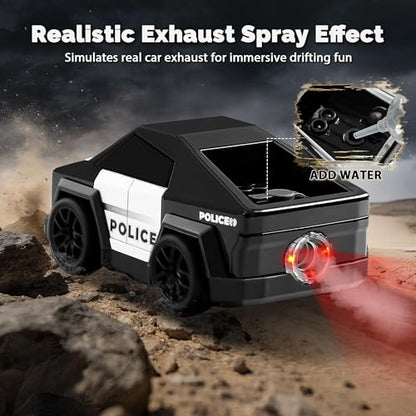 Remote Control Car Cyber-Inspired Rc Cars Toys with Drift Spray Lights Sound Automatic Follow 2.4GHz Rc Truck Toys for 3+ Boys Pet - color: Black