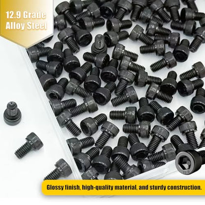 120pcs M5 x 8mm Screws, Hex Socket Head Cap Screws Bolts, 12.9 Grade Alloy Steel, Black Zinc Plated, Allen Socket Drive, Half-Threads, Machine Screws - size: M5*8mm 120pcs
