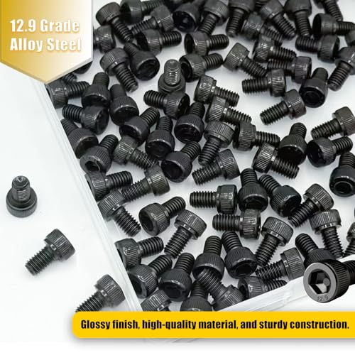 120pcs M5x8mm Screws Hex Socket Cap 12.9 Steel Black Zinc Half Thread | Hex socket head cap screws bolts alloy steel black zinc plated metric - size: M5*8mm 120pcs