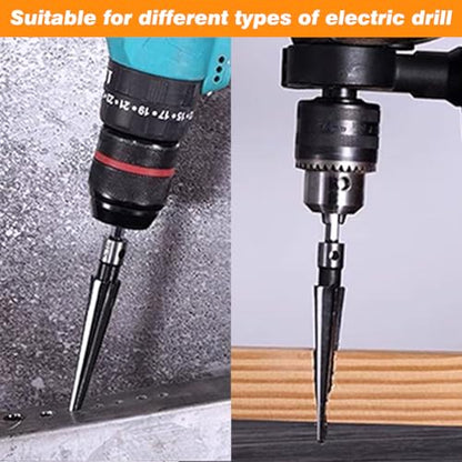 EMVANV 2Pcs Bridge Pin Hole Reamer, 3-13mm(1/8''-1/2'') & 5-16mm(½-5/8") T Handle Taper Reamer Set, 6 Fluted Chamfer Reaming Tool, Bridge Pin Hole Handle Tapered Reamers(Black Silver)