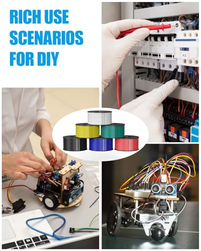22 Gauge Wire 492FT, 24 AWG Flexible Silicone Cable, Each Wire Spool 82FT | Stranded Tinned Copper Cable 6 Colors Hook up Wiring kit for 12V 24V, DIY, Automotive, Battery, 200℃ - size: 22AWG-6C, 82FT