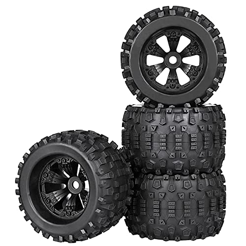 Aimrock 17mm Hex 3.8 RC Wheels and Tires Pre-glued Combo for 1/10 Traxxas Maxx Tmaxx E-Revo Revo 3.3 1/8 Arrma Kraton Outcast Notorious 6S Redcat RC Monster Truck Off-Road Car, Set of 4