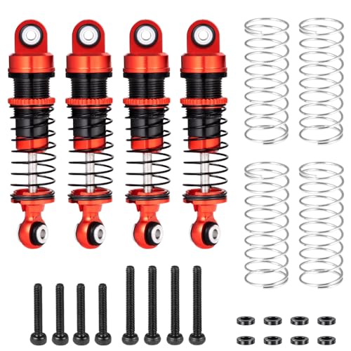 RCLIONS RC Car Shocks 42mm Oil Shock Absorber for FMS 1/18 FCX18 LC80 RC Crawler Car Upgrade Parts (Red) - color: Red