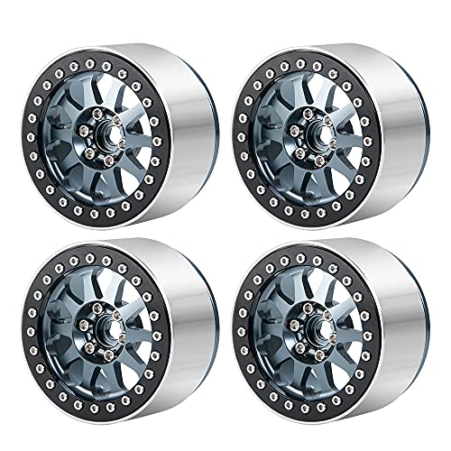 Benedict Harry 4Pcs Alloy 2.2" Beadlock Wheel Rims for 1:10 RC Rock Crawler Axial SCX10 RR10 Wraith 90048 90018 TRX4 12mm Hex (Titanium) - color: Titanium