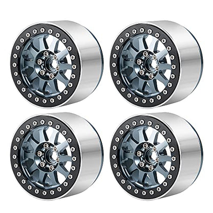 Benedict Harry 4Pcs Alloy 2.2" Beadlock Wheel Rims for 1:10 RC Rock Crawler Axial SCX10 RR10 Wraith 90048 90018 TRX4 12mm Hex (Titanium) - color: Titanium