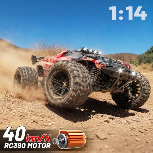 YESHIN 1:14 Scale All Terrain RC Cars - 40km/h High Speed Remote Control Car, 4X4 Waterproof Off-Road Truck with 2 Rechargeable Batteries, Realistic Racing Truck for Adult Kids