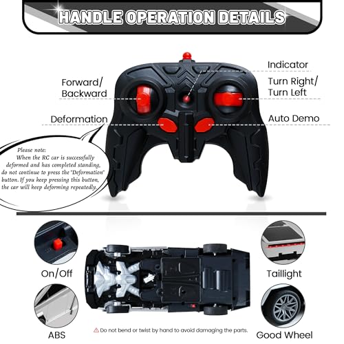 Remote Control Car Cyber-Inspired Transformer Toys Cars | 2.4Ghz One-Button Deformation 360° Rotation Drift Rc Car Robot Rc Truck Toys for 4 5 6 7 8+ Years Old Boy Toys - color: Silver