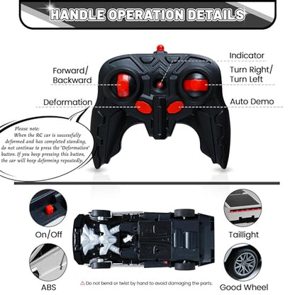 Remote Control Car Cyber-Inspired Transformer Toys Cars | 2.4Ghz One-Button Deformation 360° Rotation Drift Rc Car Robot Rc Truck Toys for 4 5 6 7 8+ Years Old Boy Toys - color: Silver