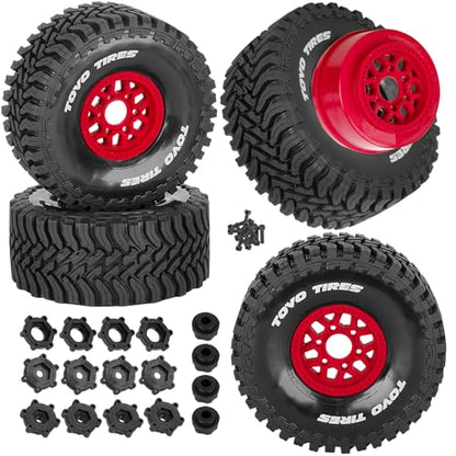 RC Wheels and Tire for 1/8 Maxx Slash 6S Short Course Truck(102076-4),All-Terrain Rubber Tyres w/Foam Insert,Replacement for #10272,Red - color: Red(4pcs)
