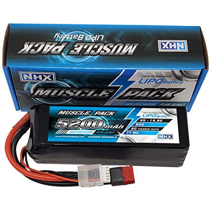 NHX Muscle Pack 4S 14.8V 5200mAh 50C Lipo Battery Dean-Style T Connector