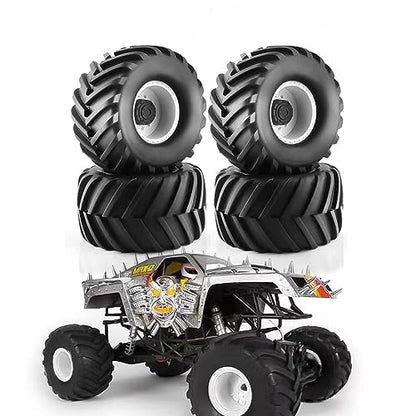 1/8 RC Monster Truck Tires and 17mm Hex Wheels Rims Rubber Buggy Tyres for 1:8 Scale Off Road Truck Car Kaiju Tmaxx E-Revo 3.3 Arrma Kraton 6S Typhon 3S Traxxas Maxx HPI Redcat 4PCS (Black) - color: Black