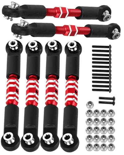 RC Aluminum Adjustable Turnbuckles Camber Links Toe Link Upgrades Part for 1/10 Senton/Granite/Vorteks 3S BLX(Mega 550).Alloy Adjustable Turnbuckles Hops Up.Red(6PCS) - color: Red(for 1/10)