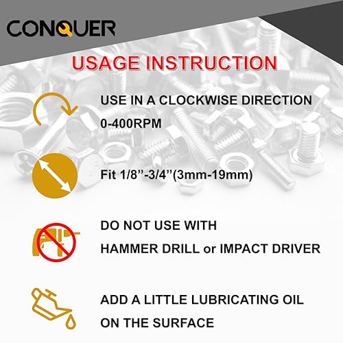 CONQUER Deburring External Chamfer Tool, All Thread Reamer, 1/8"-3/4" | HSS Blade, Quick-Release 1/4" Hex Shank Fits Copper, Aluminum, Brass & PVC Pipe - size: HSS 1/8"-3/4"(3mm-19mm)