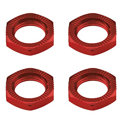HobbyPark Aluminum 17mm Wheel Nuts with Hex Wrench for Arrma Typhon Kraton 6S 3S Traxxas E-Maxx E-Revo 1/8 RC Cars Monster Trucks Off Road Buggy, 4pcs (with Red Nuts)