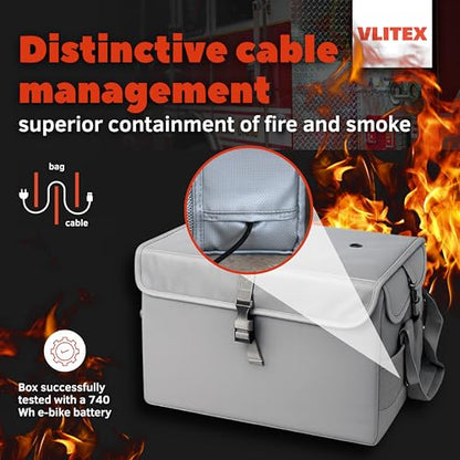 Lithium Battery Storage Box XL (Extra Large) | Engineered in Germany | Fireproof E-Fiberglass & Silicone Fabric | Certified Lipo Safe Bag Container