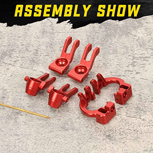 RCAWD Steering Block& C-hubs& Rear Hub Set for ARRMA 1/8 Vendetta 3S & Infraction 570 Mega Upgrades Parts,Hopups for #ARA330686#ARA330685#ARA330687 Caster Knuckle Arm Spindle Carrier Stub Axle Red - color: Red