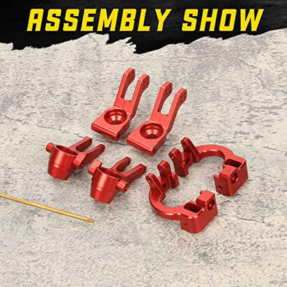 RCAWD Steering Block& C-hubs& Rear Hub Set for ARRMA 1/8 Vendetta 3S & Infraction 570 Mega Upgrades Parts,Hopups for #ARA330686#ARA330685#ARA330687 Caster Knuckle Arm Spindle Carrier Stub Axle Red - color: Red