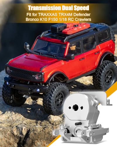 Dual Speed Transmission 15.7:1 and 56.6:1 | Fit for TRAXXAS TRX4M Defender Bronco K10 F150 1/18 RC Crawlers Silver