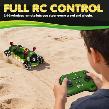 Contixo RC1 Mech Stunt RC Caterpillar Car – Kids Remote Control Car, Omni-Directional 360° in-Place Rotation, Mist Spray, LED Lights, All-Terrain Stunt Vehicle, Torsion Body, 2.4GHz Remote, Green - color: Green