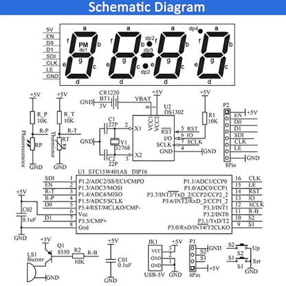 DIY Alarm Clock, Soldering Practice Kit with Solder Wire, Screwdriver, Tweezer, 4-Digit LED Digital Clock Kit