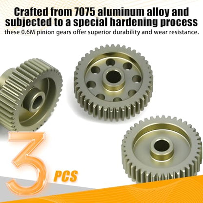 64P Pinion Gear 3.175mm Shaft 7075 Aluminum Alloy Motor Gears,0.6 Metric Pitch 39 40 41T with 1/8 Hole Pinion Gear Compatible with 1/10 Arrma HPI Kyosho Losi Axial Traxxas Tamiya RC Car - size: 39 40 41T