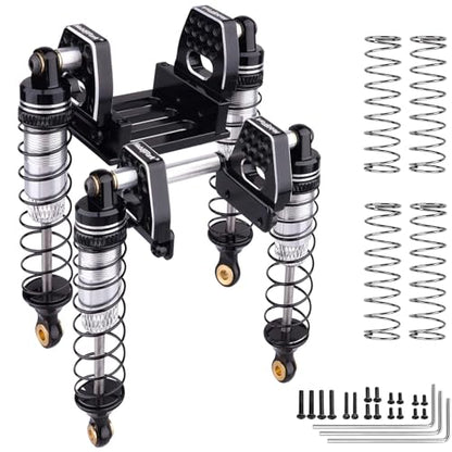 HobbyPark 59mm Aluminum Shocks for TRX4M 1/18 Crawler Shock Absorber Upgrade with Adjustable Shock Mounts Front & Rear Shock Towers (Black) - color: Black