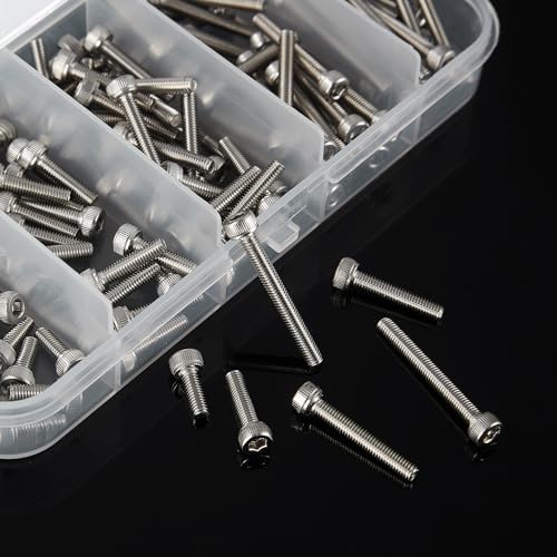 M3 x 8mm 12mm 16mm 20mm 25mm Socket Head Cap Screws Bolts, Stainless Steel 304, Metric Allen Hex Drive, Bright Finish, Fully Threaded, Assortment Kit 125PCS - size: Socket M3x8-25 mm