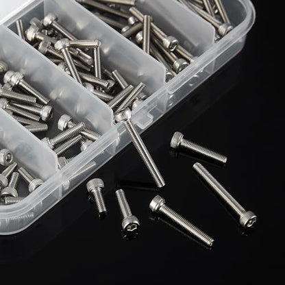 M3 x 8mm 12mm 16mm 20mm 25mm Socket Head Cap Screws Bolts, Stainless Steel 304, Metric Allen Hex Drive, Bright Finish, Fully Threaded, Assortment Kit 125PCS - size: Socket M3x8-25 mm