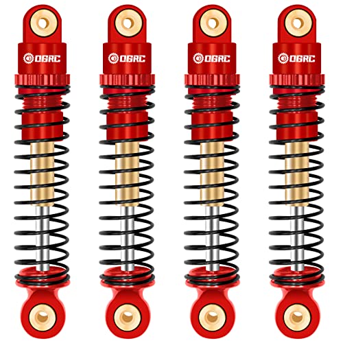OGRC 42mm RC Shocks Absorber Aluminum Shock Damper for SCX24 1/24 Crawler | Threaded Double Barrel Shocks for SCX24 AX24 1/24 RC Crawler - color: Red