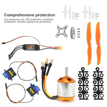 RC Plane Motor Kit for RC Plane Helicopter, 1060 Propeller RC Brushless Motor 2217 KV1100 Motors 40A XT60 ESC Plane Kit for Remote Control Helicopte