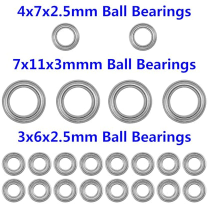 22PCS ShareGoo Ball Bearing Set 4x7x2.5 3x6x2.6 7x11x3mm Compatible with FMS FCX24 1/24 RC Car Upgrade Parts