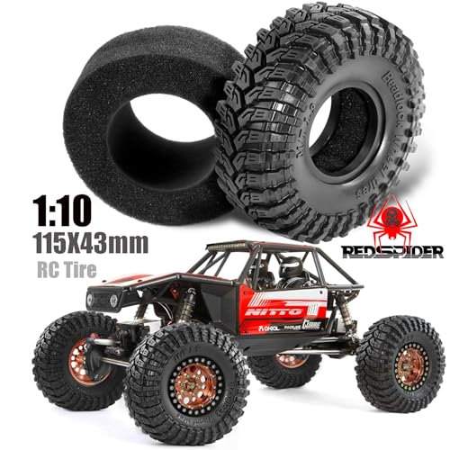 REDSPIDER • Rubber 1.9'' Crawler Tires 1/10 RC Crawler Tires OD 4.53'' for 1/10 RC Crawler Car TRX4 TRX6 Axial SCX10 90046 SCX10 III AXI03007 Tamiya CC01 D90 D110