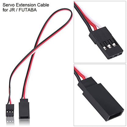 5Pcs Servo Extension Cables for JR/FUTABA RC – 30cm Silicone Wire with 3-Pin Male to Female Connectors