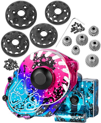 Aluminum Transmission Gearbox w/Gear Upgrades Part for 1/10 Slash 2WD (VXL),Rustler 2WD (VXL),Stampede 2WD (VXL),Bandit 2WD (VXL),Colorful - color: Colorful - (Upgrades)