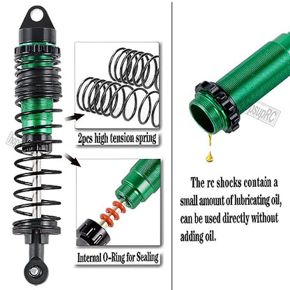 Full Aluminum Big Bore RC Shocks Absorber Damper Upgrades Part for 1/10 Slash/Stampede/Rustler/Bandit VXL 4X4 2WD,Front Rear Assembled Full Metal Shocks,4PCS Green - color: Green/4pcs