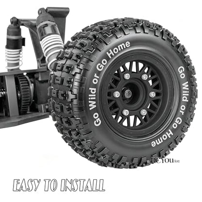 RC Wheels Tires Truck Tires 12mm/14mm/17mm Hex for 1/10 Slash 4×4 4WD 2WD/Axia1/Arrm a Senton/Redca t/Rc4w d,w/RC Wheels Hex Detachable Replace Running on Off-Road Tires,Black - color: Black- (Wheel Tires)
