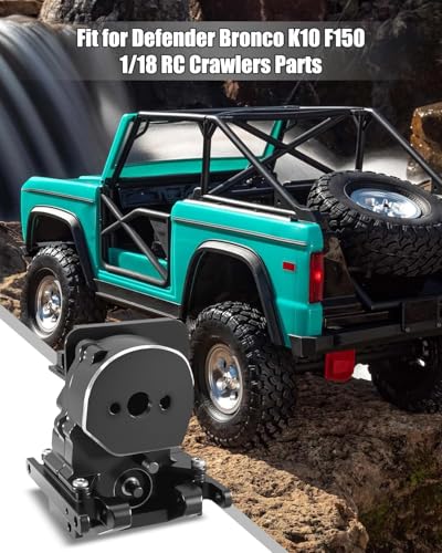 Upgraded Dual Speed Gearbox Fit for Traxxas TRX4M 1/18 RC Crawlers | 15.7:1/56.6:1 High & Low Transmission, Metal Gears, Fits for Defender Bronco K10 F150 Black - color: Black