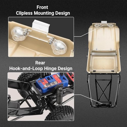 RC Upgrade Accessories for TRX4M for Defender for Bronco 1/18 IR40 Hard Body Shell with Cage RC Crawler Car Parts Upgrade Modification RC Car Accessories(Beige) - size: Beige