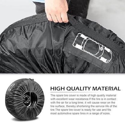 1 PC Spare Tire Cover, 190T Polyester Taffeta Spare Tire Protector with Pocket, 13"-18" Diameters Waterproof Wheel Storage Bag, Universal for Most Cars, Trucks, SUVs (Black #S) - size: 1 PC #S
