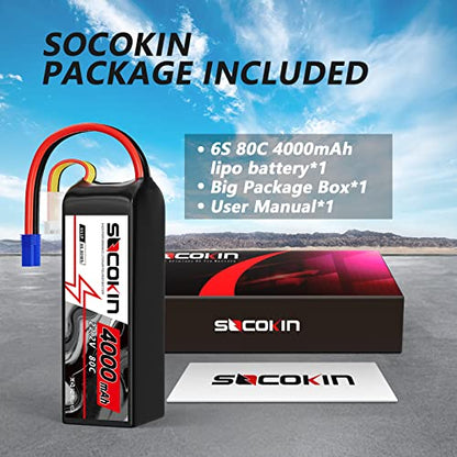 6S Lipo Battery 22.2V 4000mAh 80C Lipo Battery with EC5 Plug Soft Case for RC Car RC Boat RC Racing Truck Helicopter Airplane 2 Pack
