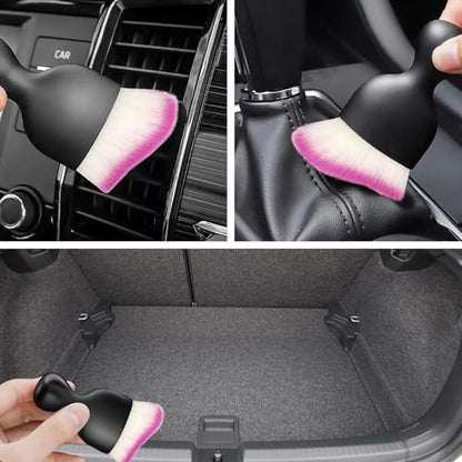1Pcs Auto Soft Hair Brush Advanced Car Interior Detailing Brush for Dashboard Air Vent Gaps Dust Removal and Cleaning of Leather Surfaces Widely Used, Black handle, white and purple bristles - color: White