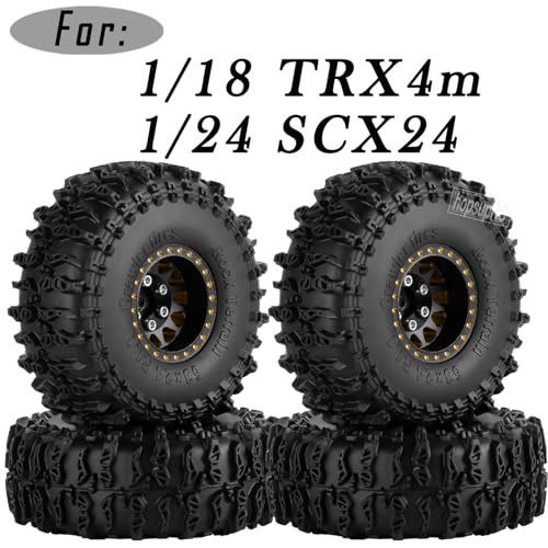 RC Full Brass 1.0 RC Wheel RC Tires for 1/18 1/24 Trx4m Axia l SCX24 RC Crawler,1.0" Beadlock RC Truck Tires and Wheel Highway Tires Wheel Rim,4PCS Style A - style: Style A