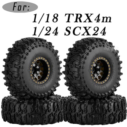 RC Full Brass 1.0 RC Wheel RC Tires for 1/18 1/24 Trx4m Axia l SCX24 RC Crawler,1.0" Beadlock RC Truck Tires and Wheel Highway Tires Wheel Rim,4PCS Style A - style: Style A