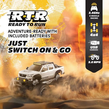 Nissan Frontier RC Truck – 1:16 Scale 4WD Remote Control Car, Officially Licensed Nissan Frontier, 2.4GHz Full-Function Control, USB Rechargeable, Ready to Run, White