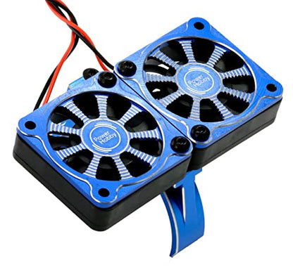Powerhobby Aluminum Heatsink 1/5 Dual High Speed Cooling Fans w/Covers (Blue) - color: Blue