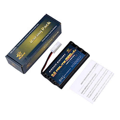 melasta 9.6V 2000mAh NiMH AA Battery Pack for Airsoft/RC Cars | Tamiya connector. Compatible with RC cars, boats, gadgets, and airsoft guns. Rechargeable high-capacity pack.