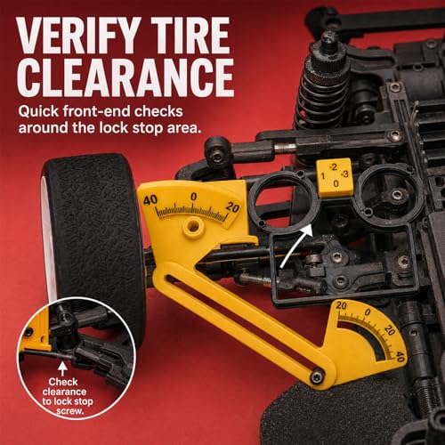 1/12 RC Mini Setup Station, Steering Throw and Toe Alignment Gauge Kit with Camber Check Cube, Tire Clearance Tool and Storage Case for RC Racing Cars (Black) - color: Black
