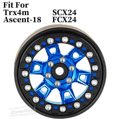 RC 1.3 Beadlock Wheels Single & Dually for 1/18 TRX4M Ascent-18,1/24 SCX24 FCX24 RC Crawler Car,Aluminium & Brass 1.3 Beadlock Rims,4pcs,Navy Blue w/Black - color: Navy Blue(4pcs)